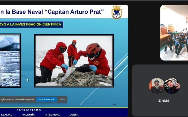 Coelgio Adventista de Punta Arenas realizó videoconferencia con Base Prat 1