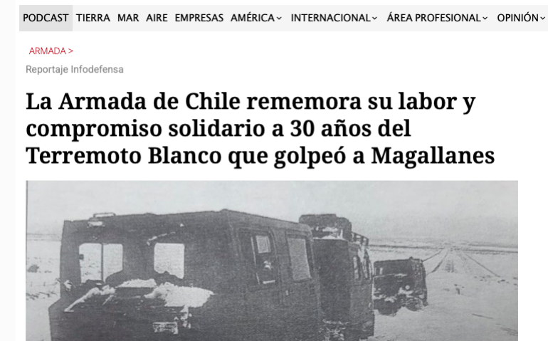 Portal Infodefensa España destaca reportaje en torno al Terremoto Blanco